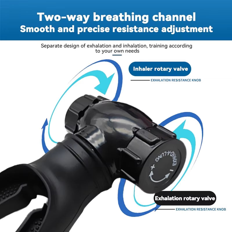 Portable Breathing Trainer with Dual-Channel Adjustable Resistance, without Battery