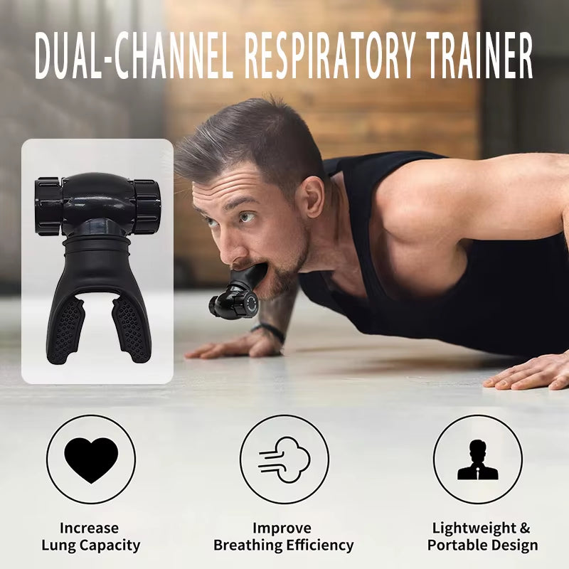 Portable Breathing Trainer with Dual-Channel Adjustable Resistance, without Battery